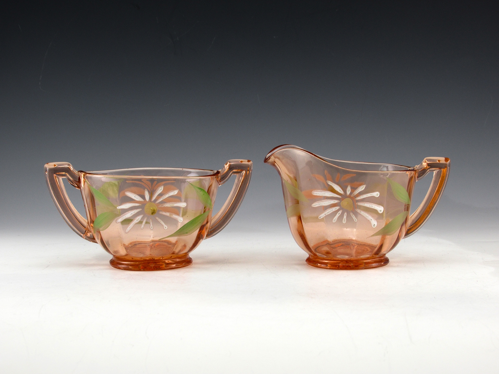 Pink Depression Glass Gay Fad Creamer & Sugar