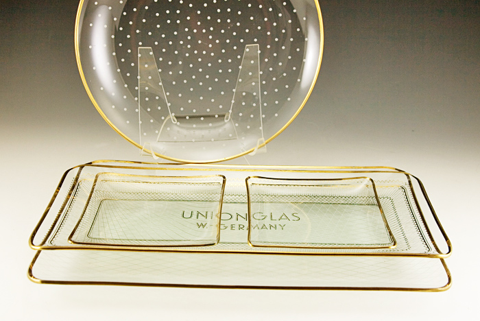 German Postwar Modernist Union Glass Serving Dish Set