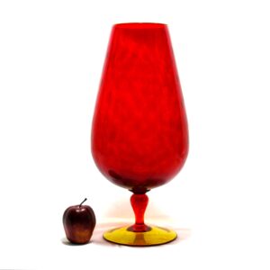 Huge Mod Art Glass Mid-Century Balloon Vase Ruby Optic