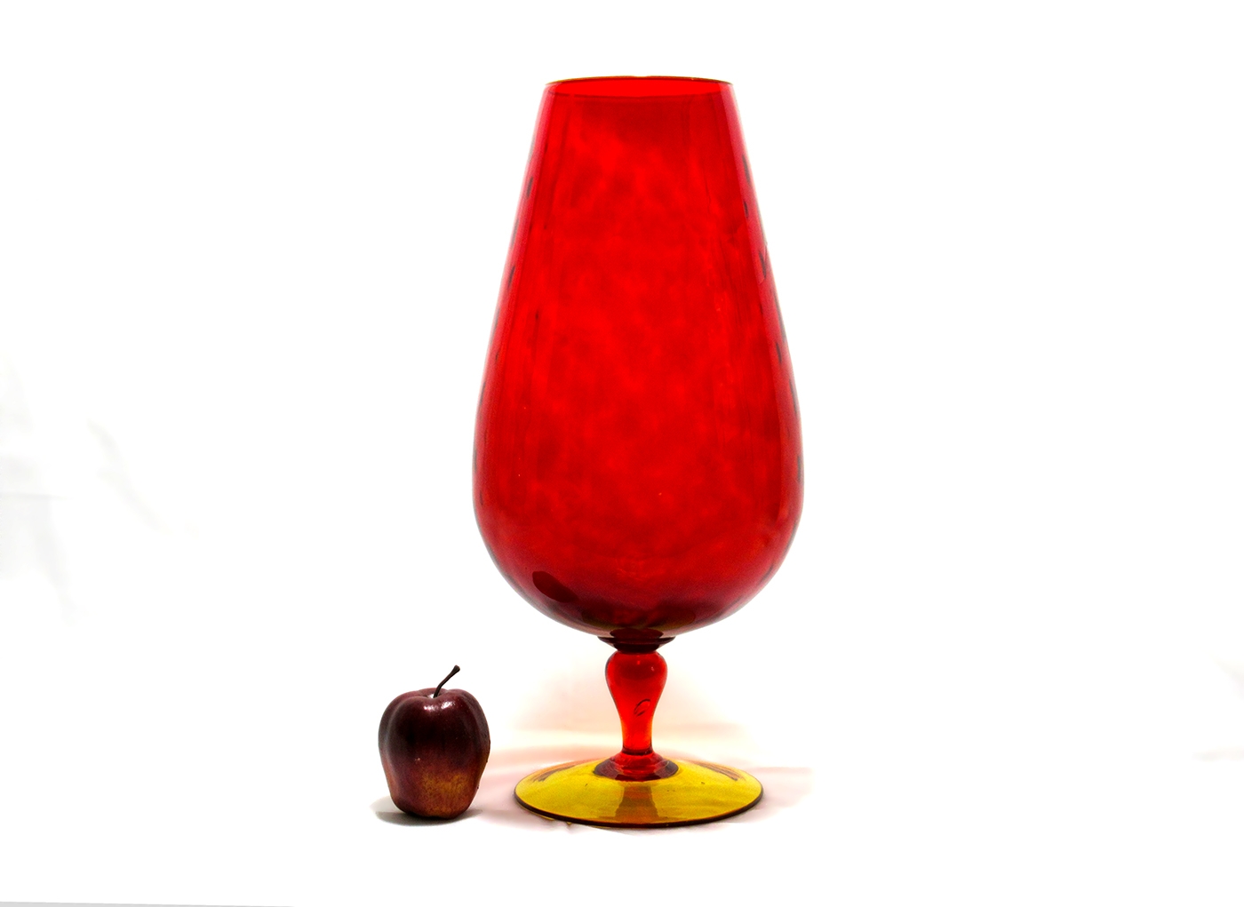 Huge Mod Art Glass Mid-Century Balloon Vase Ruby Optic