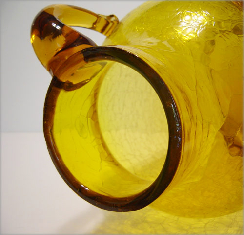 Giant Art Glass Floor Vase Jug in Jonquil Crackle Mid-Century - Image 6