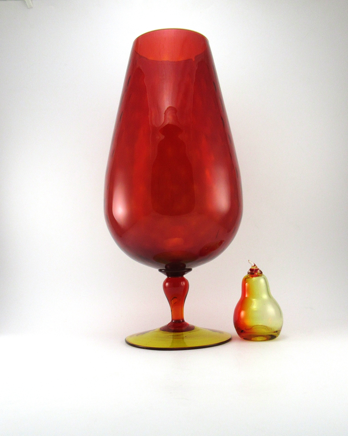 Huge Mod Art Glass Mid-Century Balloon Vase Ruby Optic - Image 4