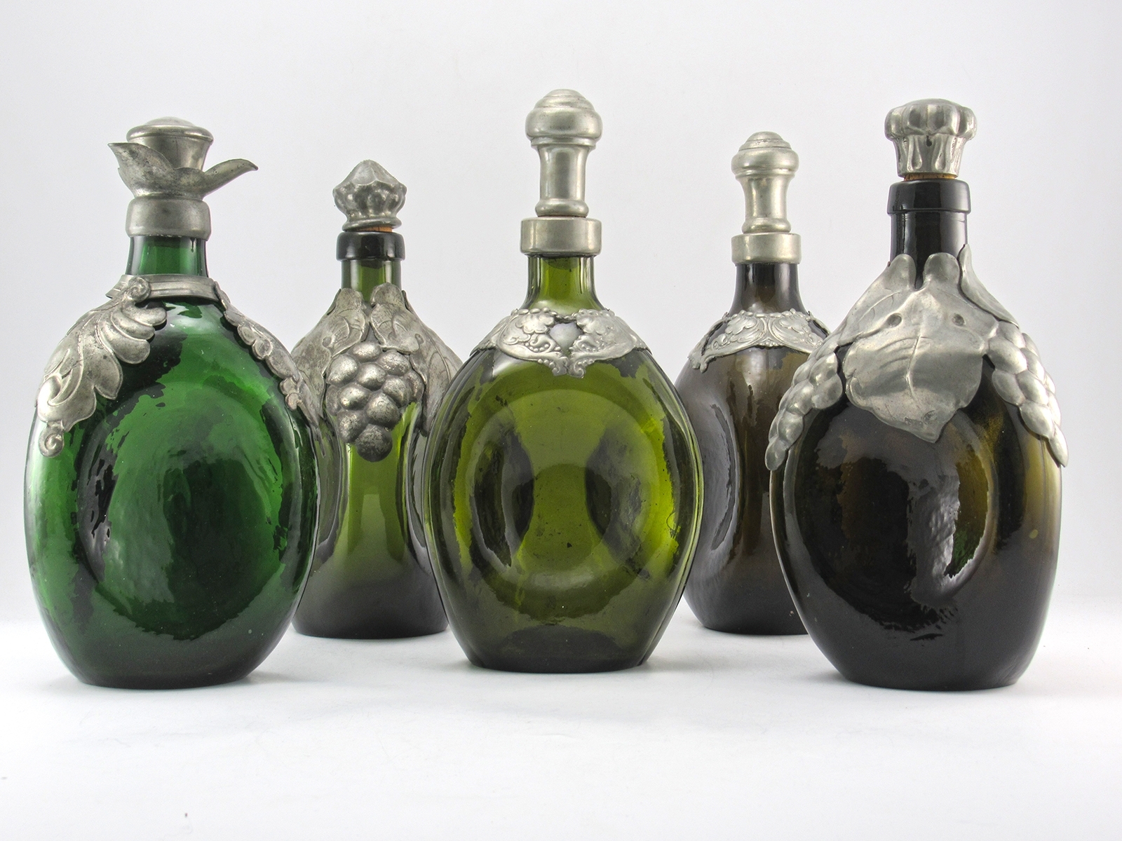 Danish Glass Decanter Old World Style with Pewter Collar - Image 6
