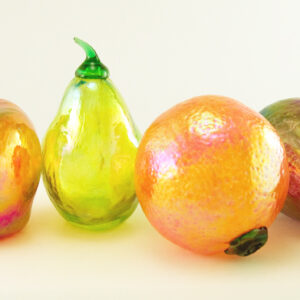 Glass Eye Studio Life Size Fruit Figurine Set in Iridescent Art Glass