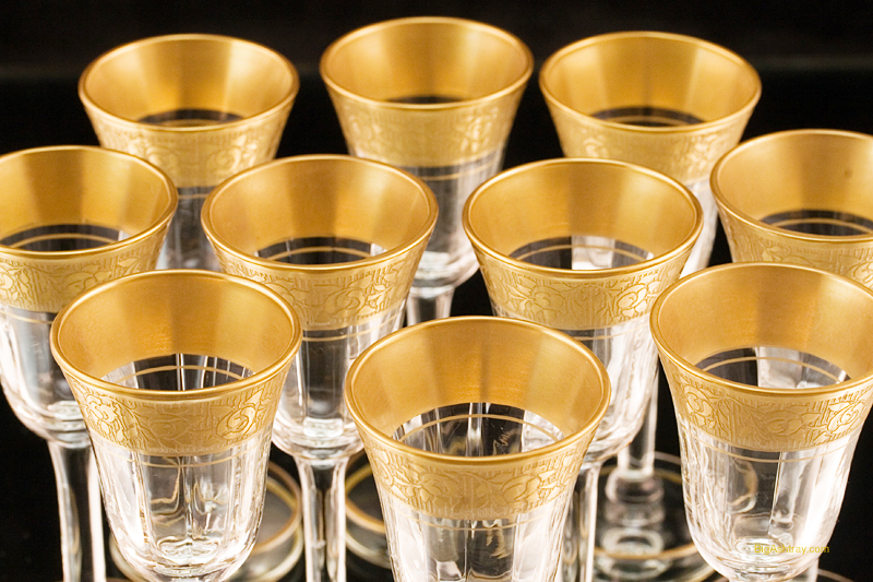Gold Encrusted Crystal Stemware Set of 10 Rambler Rose by Tiffin 1930s - Image 3