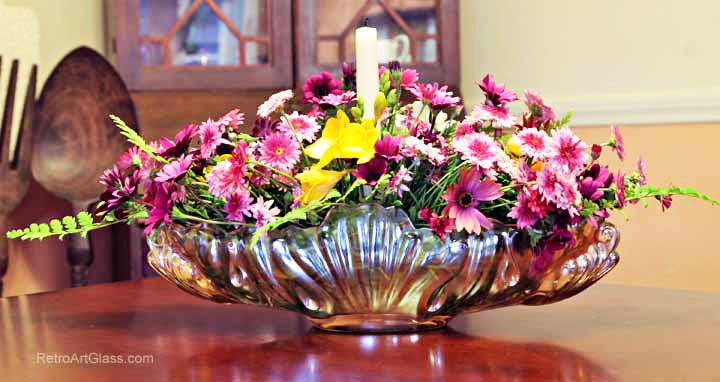 Art Nouveau Decor Glass Centerpiece Bowl - Image 3