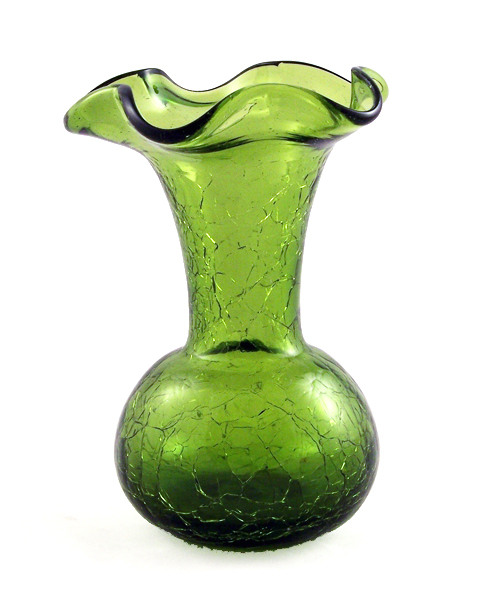 Vintage Crackle Glass Window Vase Hand Blown