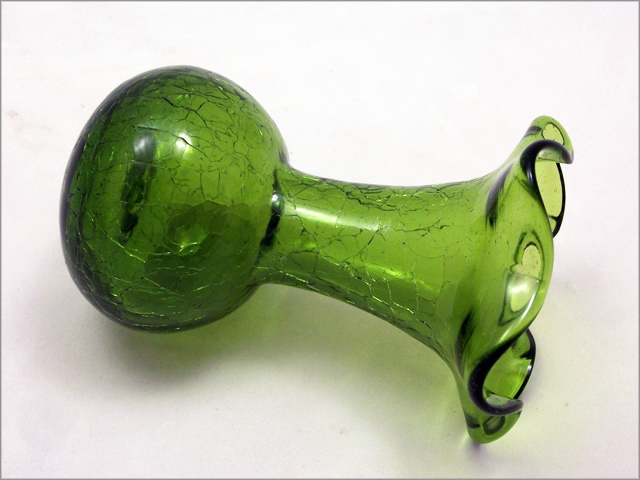 Vintage Crackle Glass Window Vase Hand Blown - Image 2
