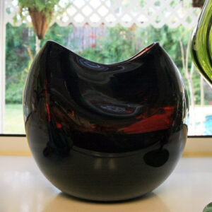Huge Black Amethyst Pinched Ball Vase