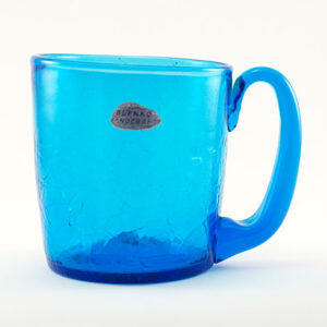 Big Blenko Mug in Blue Crackle Glass with Foil Label