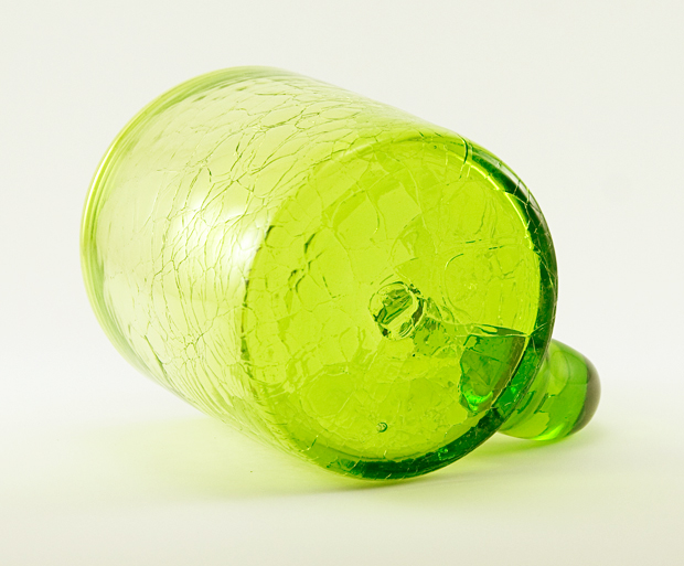 Huge Blenko Mug in Olive Crackle Glass - Image 2