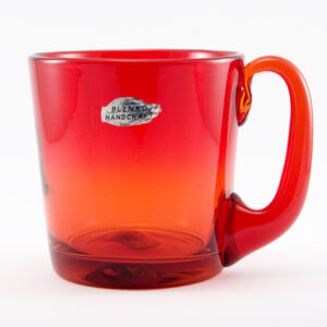 Huge Mug in Red Tangerine Glass with Foil Label by Blenko