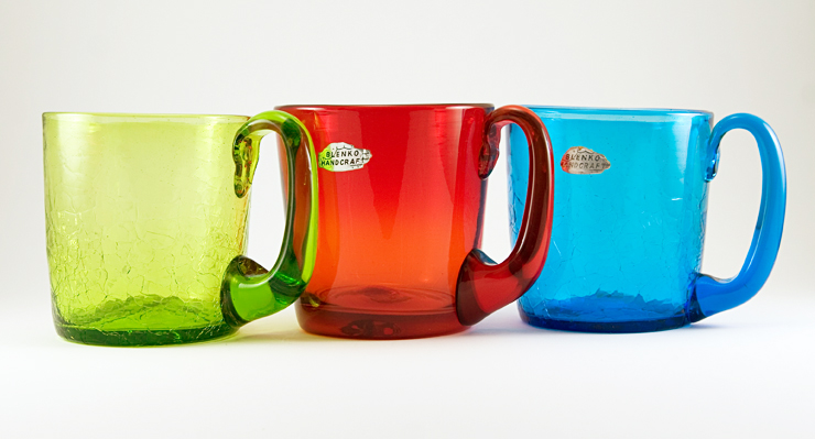 Huge Mug in Red Tangerine Glass with Foil Label by Blenko - Image 3