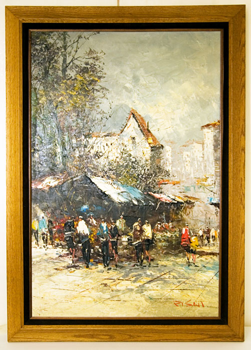 Oil Painting Signed Pisani, Italian Street Scene
