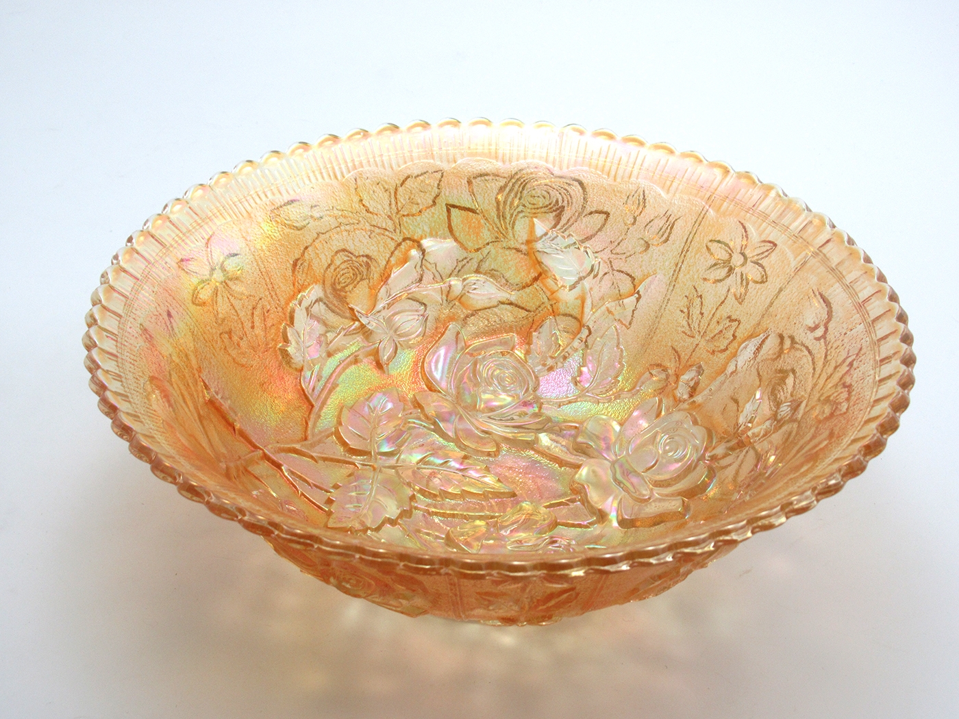 Imperial Glass Open Rose Rubigold Lustre 10" Bowl - Image 5