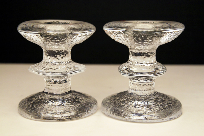 Iittala Glass Festivo Candlestick Set Timo Sarpaneva Initials