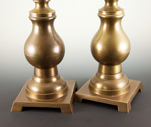 Immense Antique Beehive Baluster Brass Candlestick Holder Set - Image 2