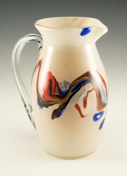 Impressionist 1970s Art Glass Hand-blown Beverage Pitcher