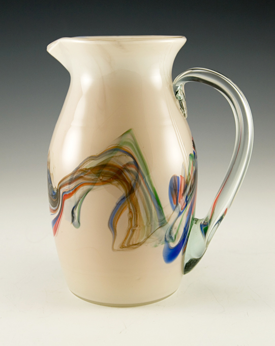 Impressionist 1970s Art Glass Hand-blown Beverage Pitcher - Image 3