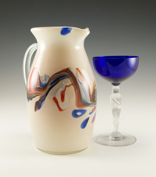 Impressionist 1970s Art Glass Hand-blown Beverage Pitcher - Image 2