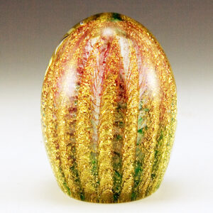 Italian Art Glass Gold Ribbed Paperweight