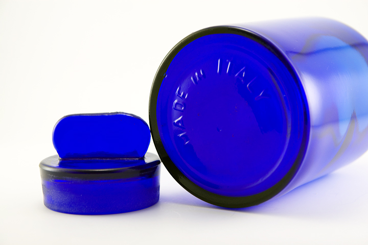 Italian Glass Canister Jar in Dark Blue - Image 2