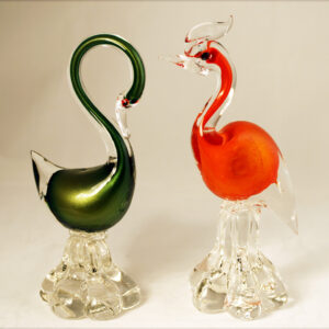 Italian Murano Art Glass Set of Birds