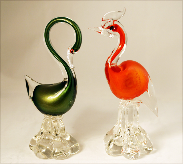 Italian Murano Art Glass Set of Birds