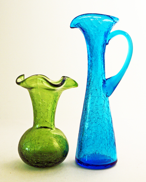 Kanawha Tall Ewer in Blue Crackle Glass - Image 3