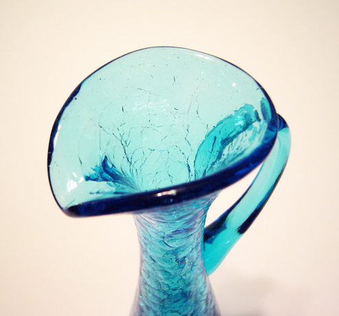 Kanawha Tall Ewer in Blue Crackle Glass - Image 2