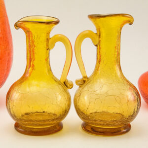 Vintage Glass Cruets in Amber Crackle by Kanawha