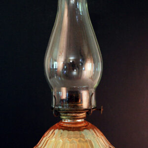 Large Peach Luster Hurricane Oil Lamp