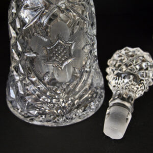 Large Vintage Etched Crystal Glass Decanter