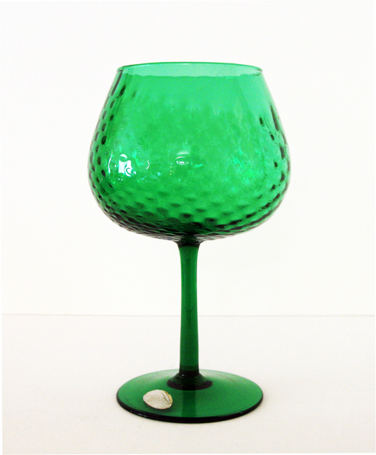 Large Vintage Italian Blown Glass Goblet w Label