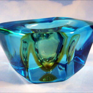 Large Vintage Murano Sommerso Glass Paperweight Vase