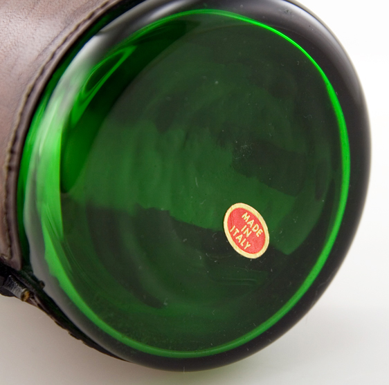 Retro Italian Leather and Blown Glass Jug - Image 2
