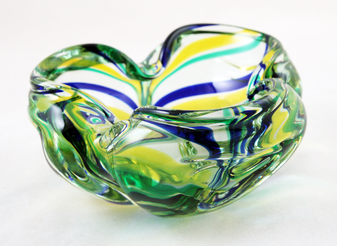 Mid-Century Murano Art Glass Bowl with Macchia Décor
