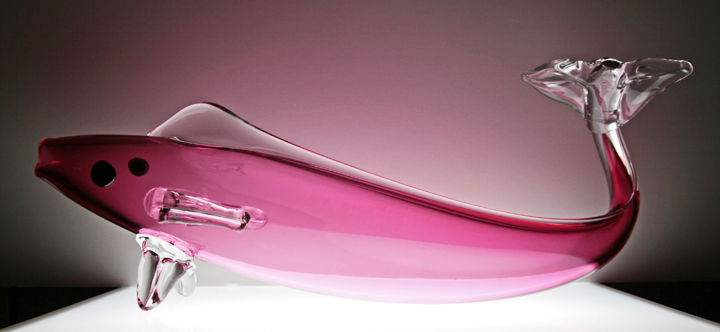 Magnificent Blown Cranberry Glass Fish