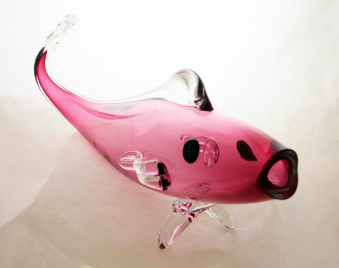 Magnificent Blown Cranberry Glass Fish - Image 3
