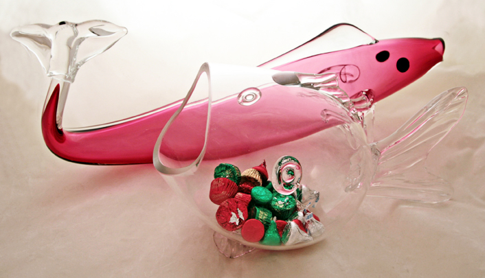 Magnificent Blown Cranberry Glass Fish - Image 2