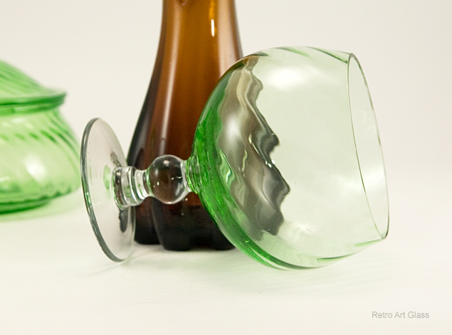 Vintage Wine Glass in Green Swirl by Duncan