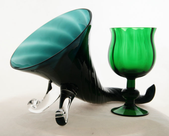Spiral Optic Crystal Cornucopia by Tiffin Glass - Image 2