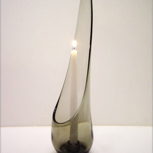 Mid-Century Glass Candle Holder in Smoke by Viking