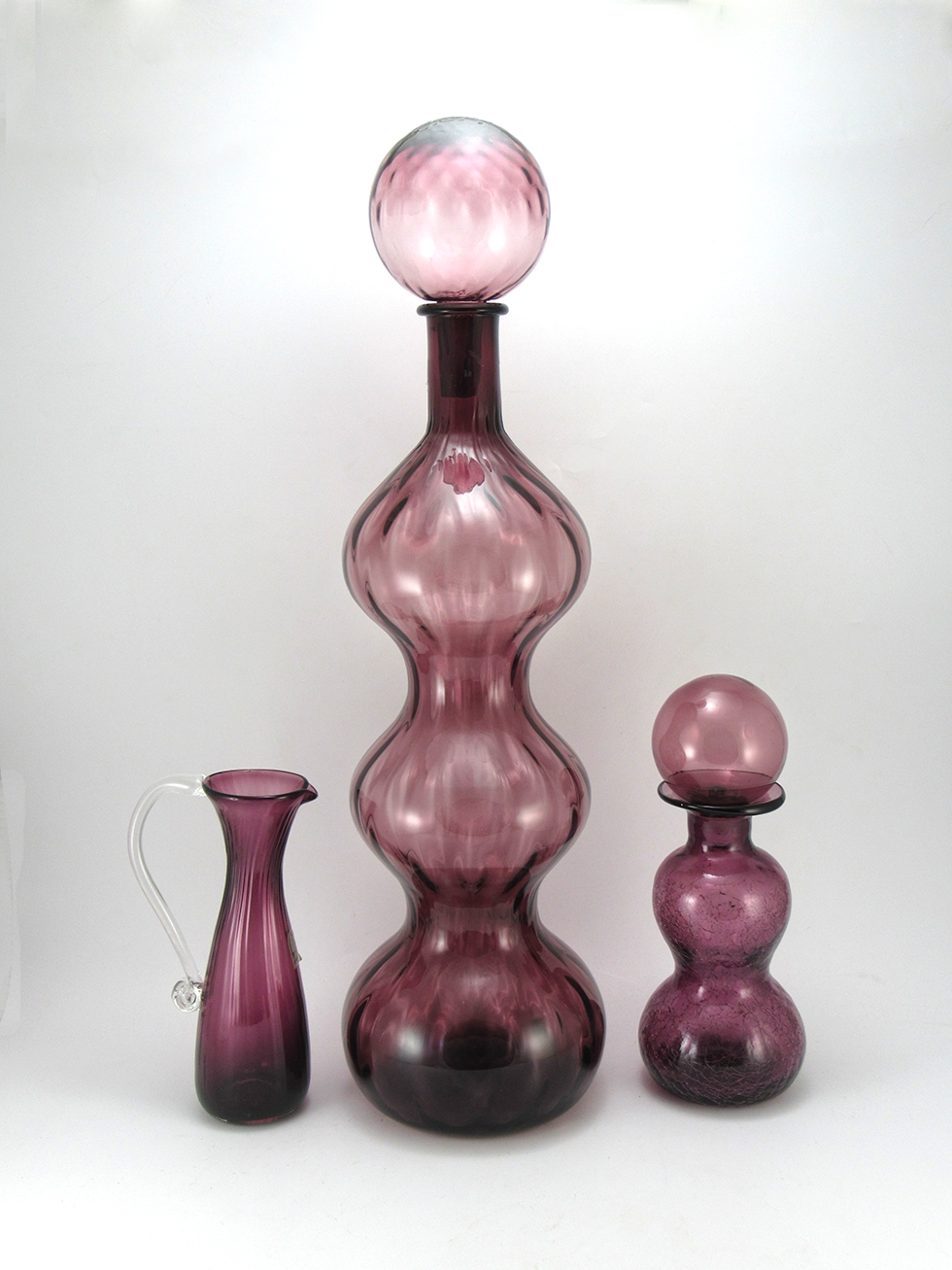 Big Retro Modern Triple Gourd Decanter with Stopper