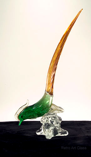 Mid-20th Century Modern Venetian Art Glass Pheasant Pair - Image 3