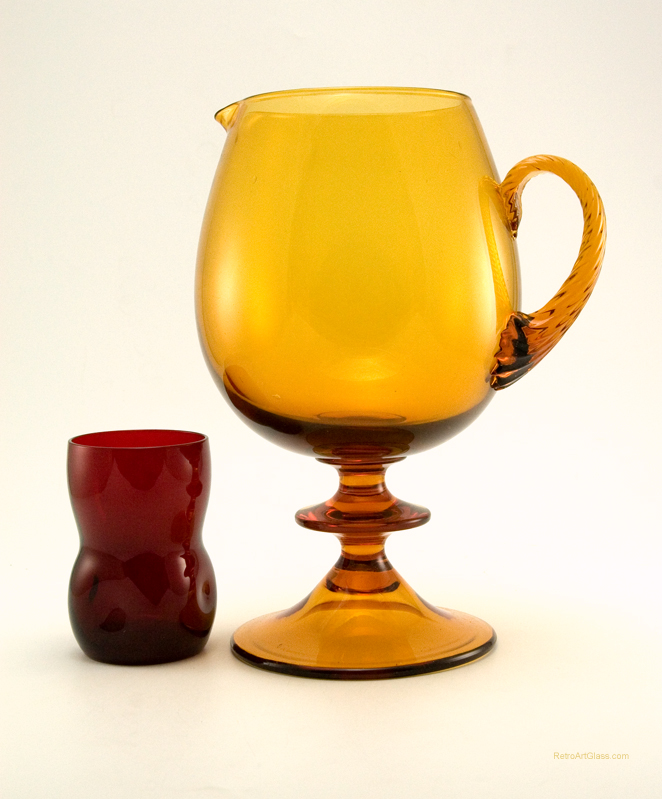 Space Age Decor Tall Hand Blown Glass Pitcher