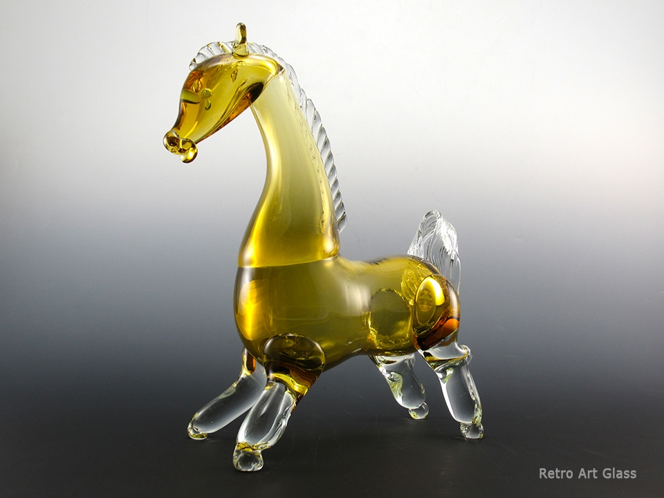 Large Mid-Century Modern Murano Horse Hand Blown Glass