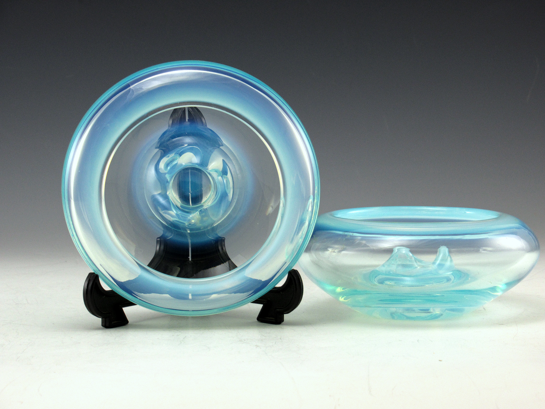 Fostoria Seascape Set of Mid-20th Century Modern Candle Bowls