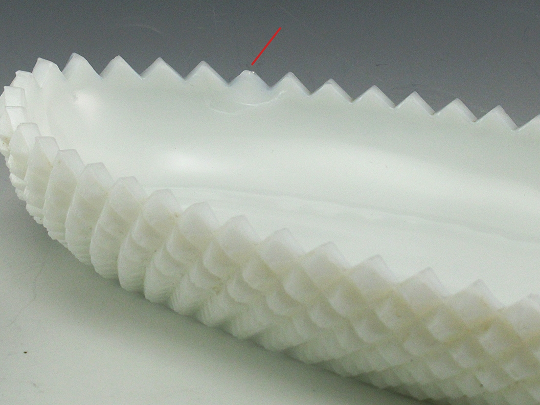 Vintage Fan Vase, Candlestick Holders and Long Bowl in English Hobnail Milk Glass - Image 4
