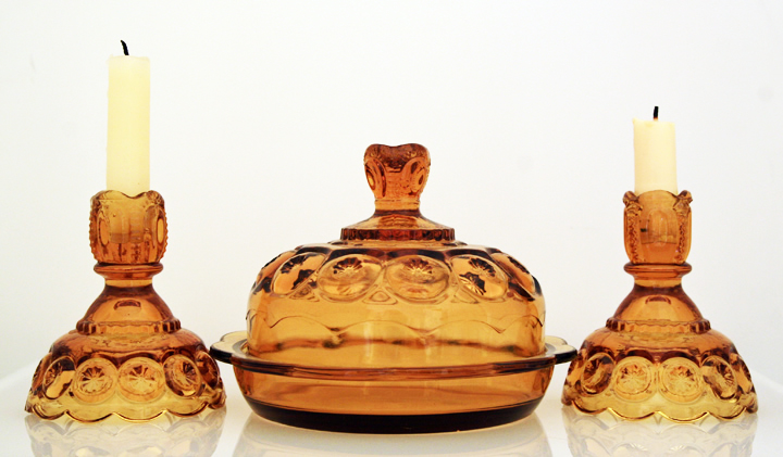Moon and Star Amber Glass Table Set